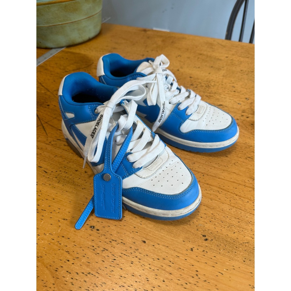 Off-White Out of Office Size 38 Blue White Leather Low Top Sneakers Virgil Abloh